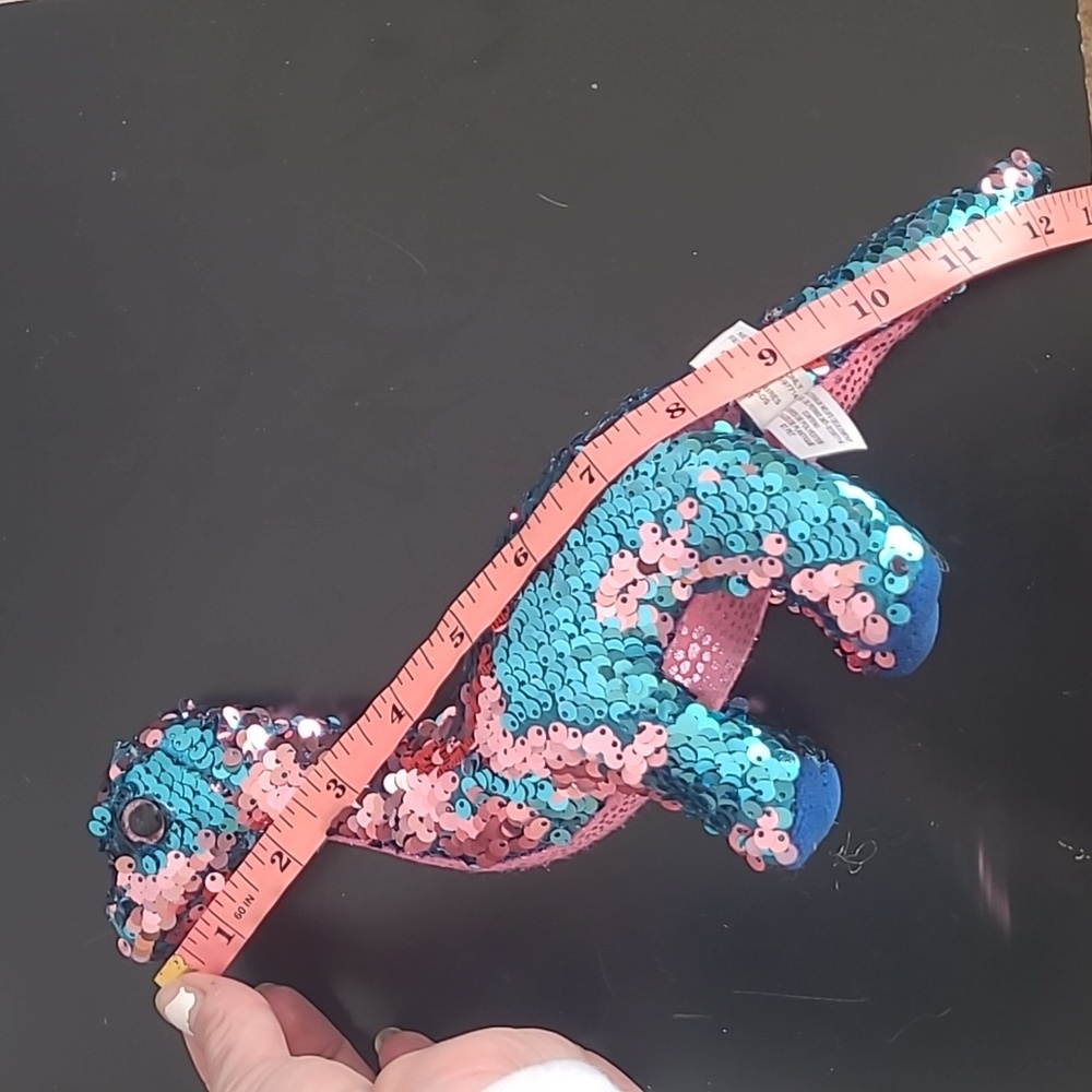 TY Beanie Baby Flippables TREMOR Dinosaur Blue Pink Sequins 6" NASA SpaceX - Picture 16 of 16
